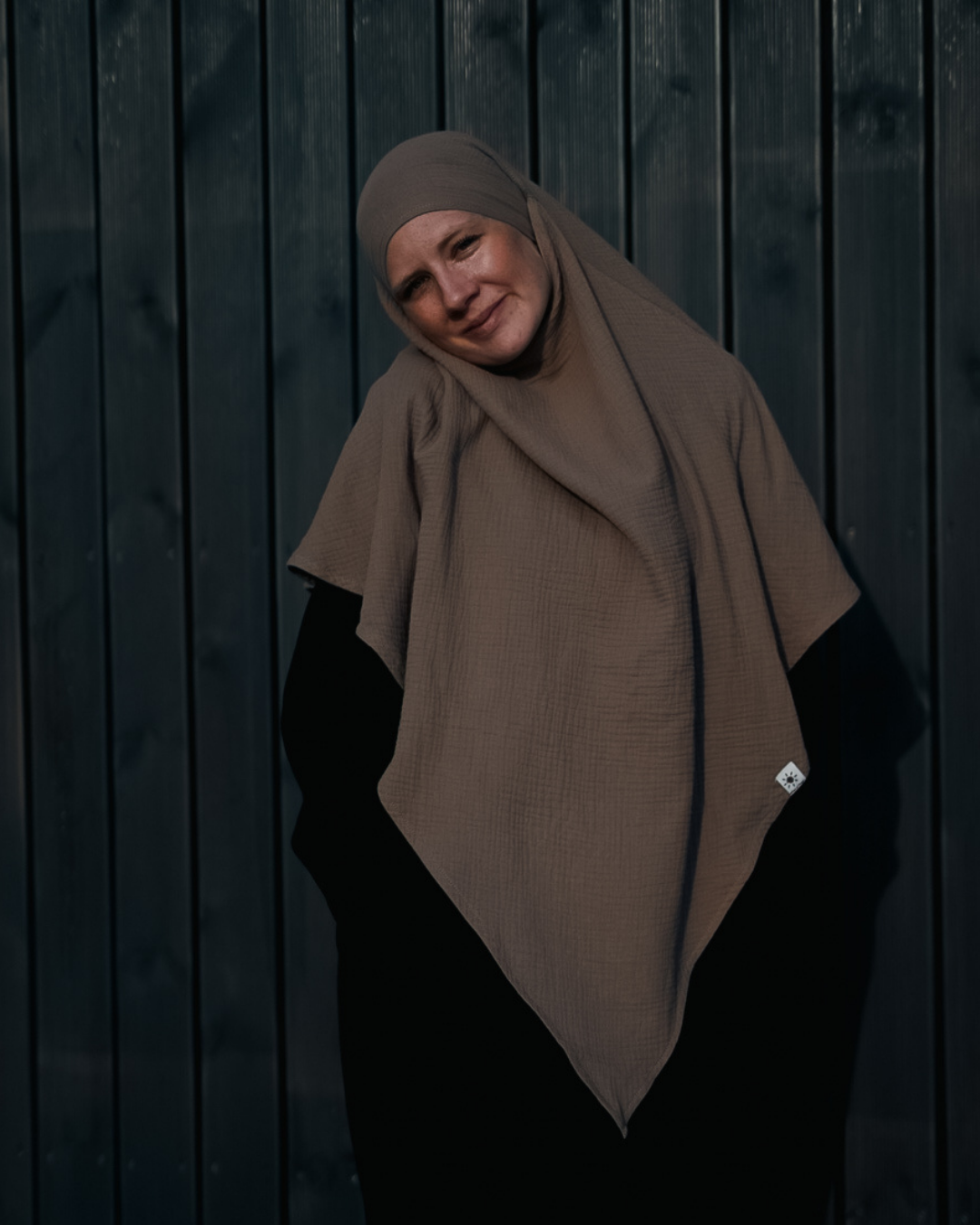 Musselin Khimar aus Bio-Baumwolle Taupe
