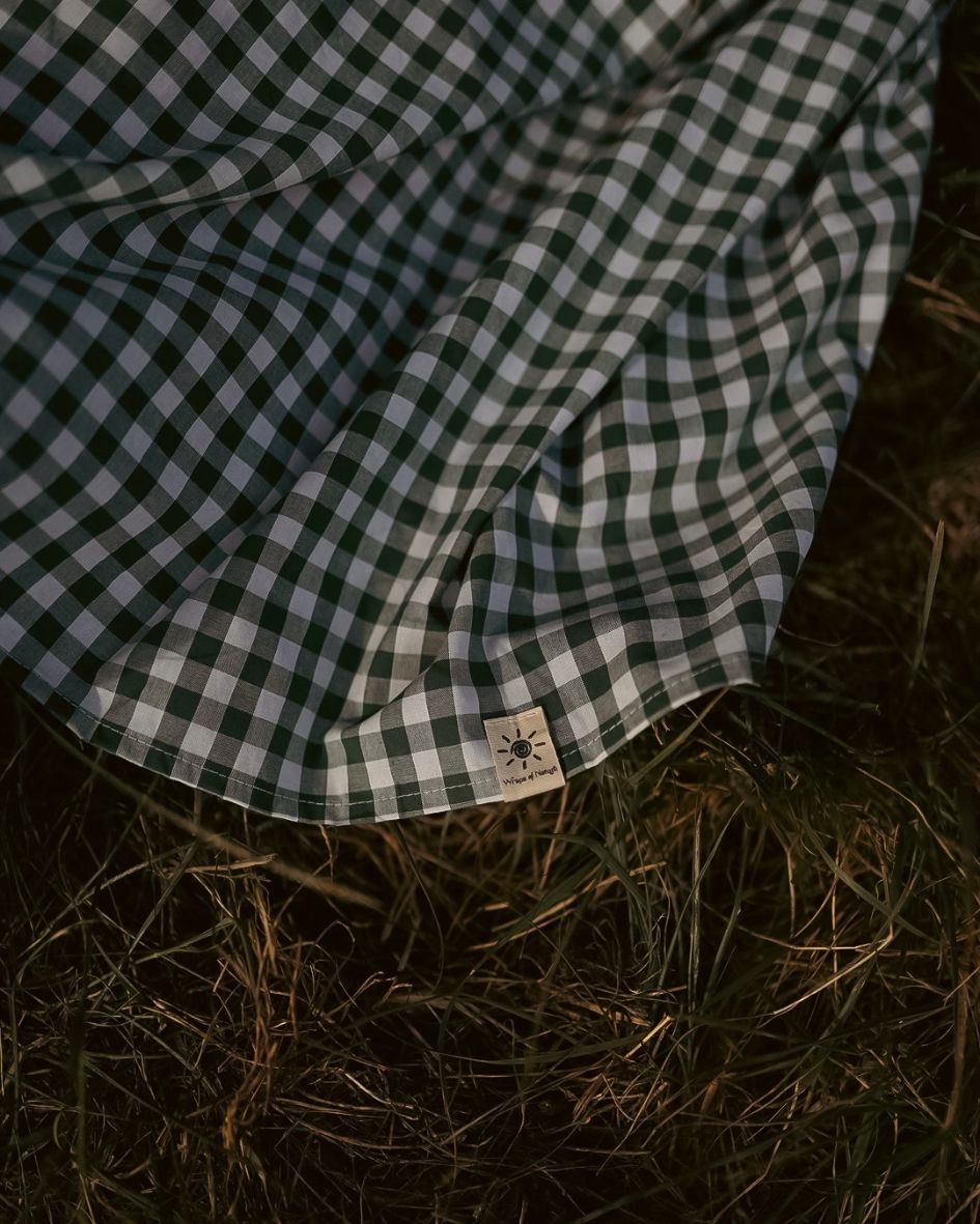 Robe longue à carreaux vichy « Rosemary » en pur coton (vert antique)
