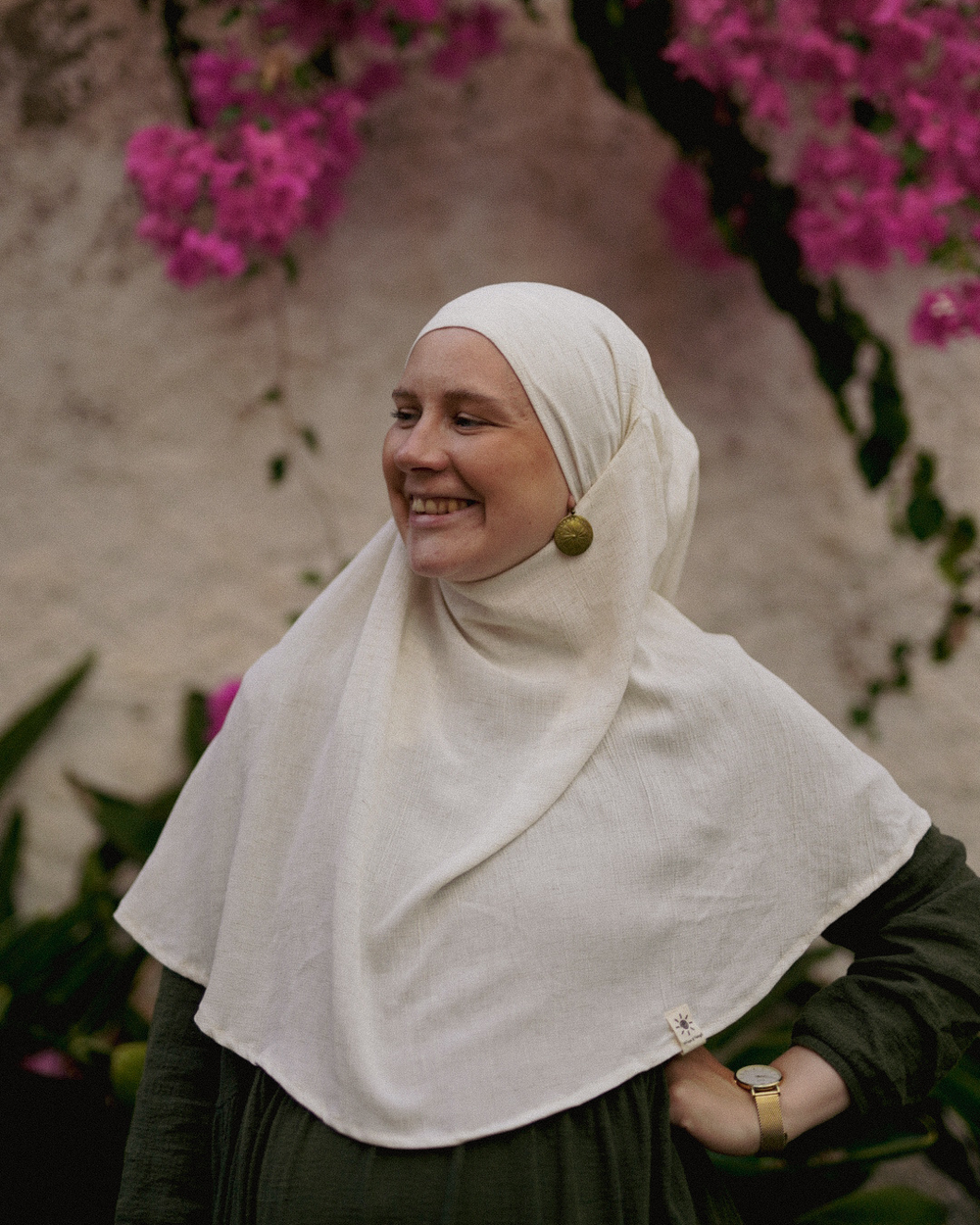 Mini Khimar Sandy aus Viskose und Leinen (Off White)