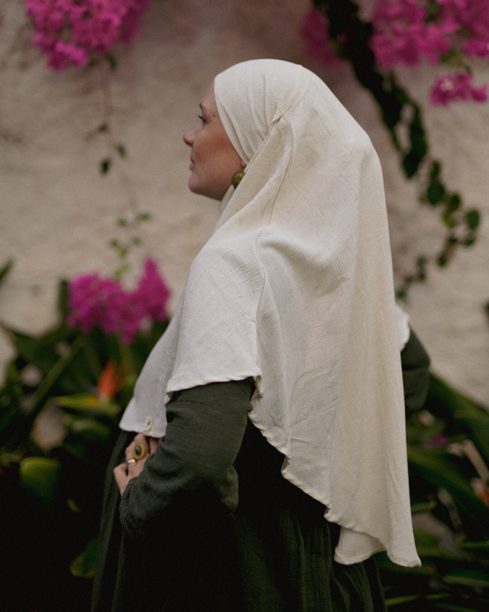 Mini Khimar Sandy aus Viskose und Leinen (Off White)