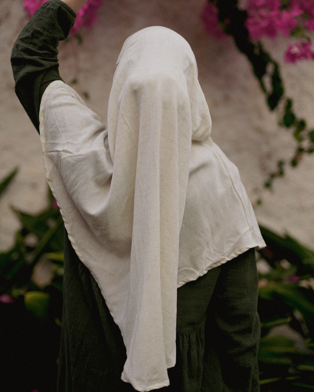 Mini Khimar Sandy aus Viskose und Leinen (Off White)
