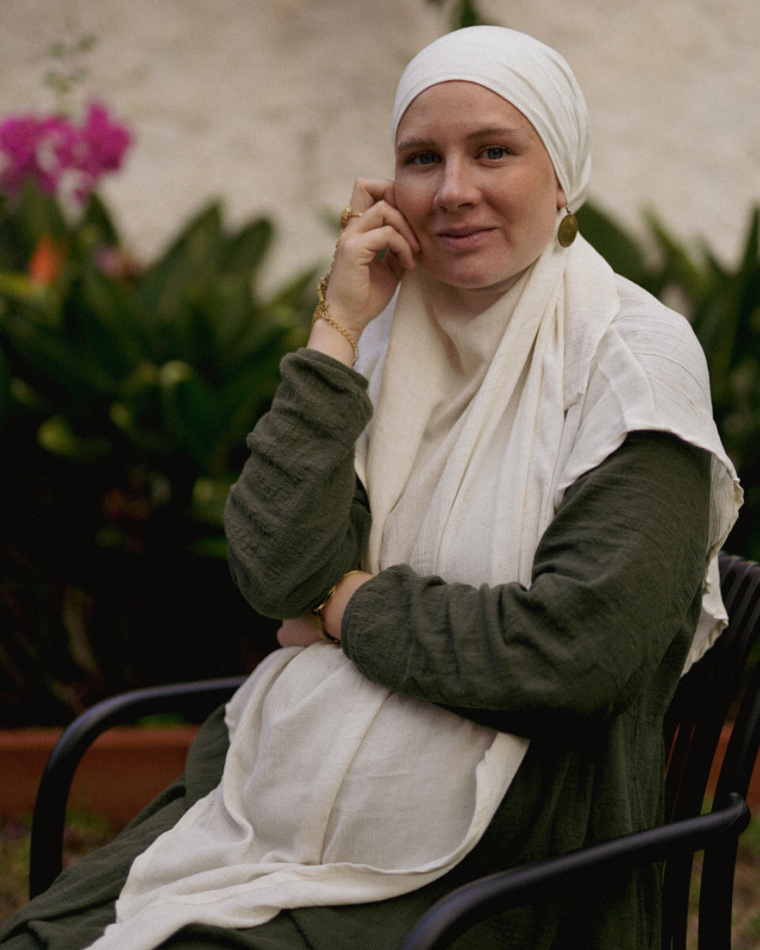 Khimar Sandy aus Viskose und Leinen (Off White)