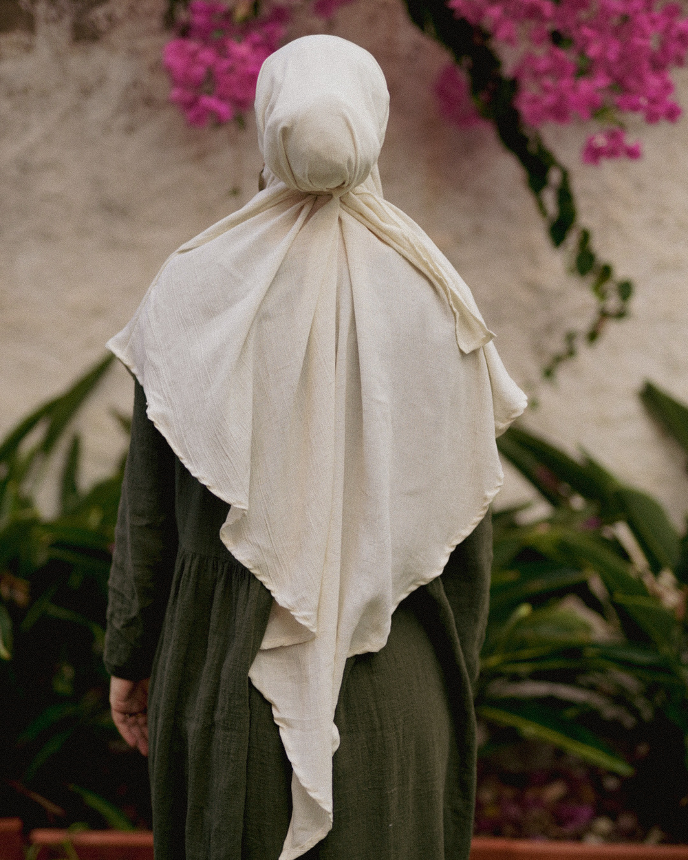 Khimar Sandy aus Viskose und Leinen (Off White)