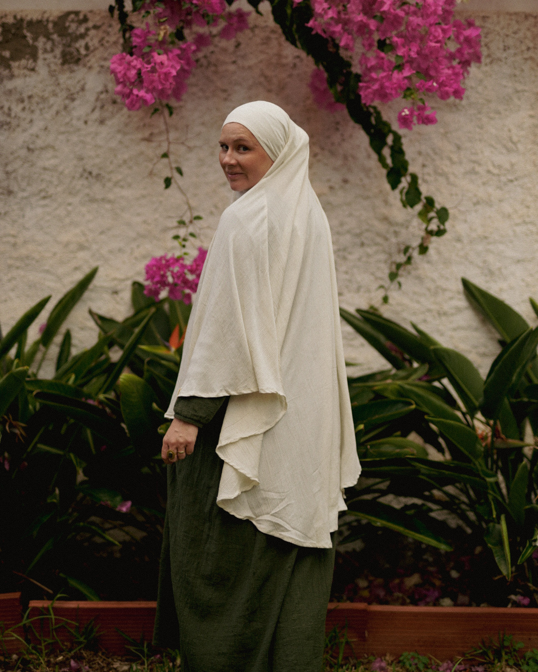 Khimar Sandy aus Viskose und Leinen (Off White)