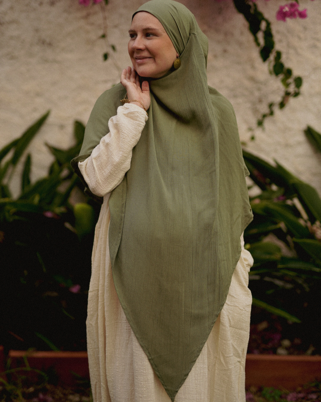 Khimar Sandy aus Viskose und Leinen  (Forest Green)