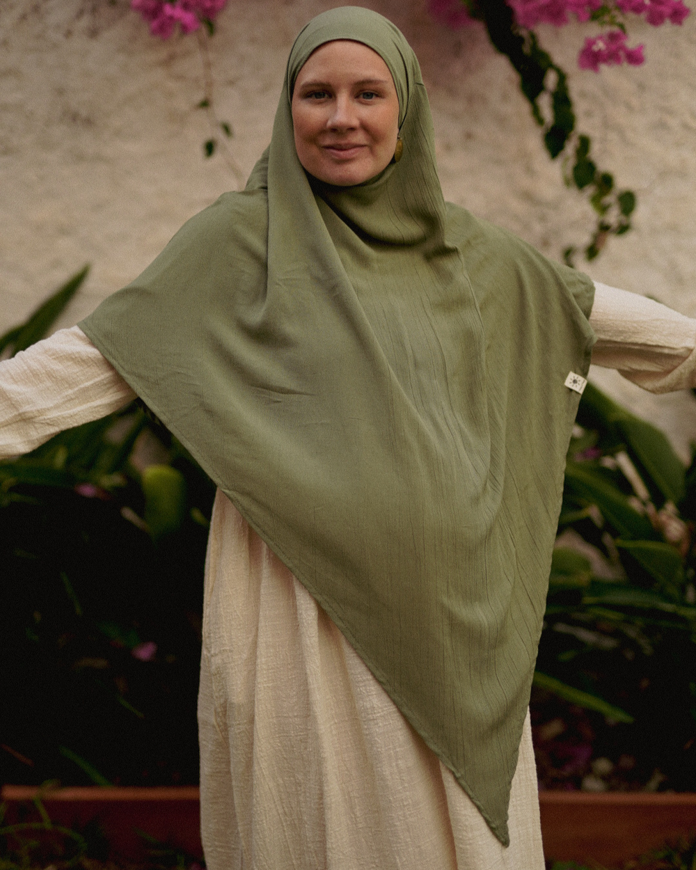 Khimar Sandy aus Viskose und Leinen  (Forest Green)
