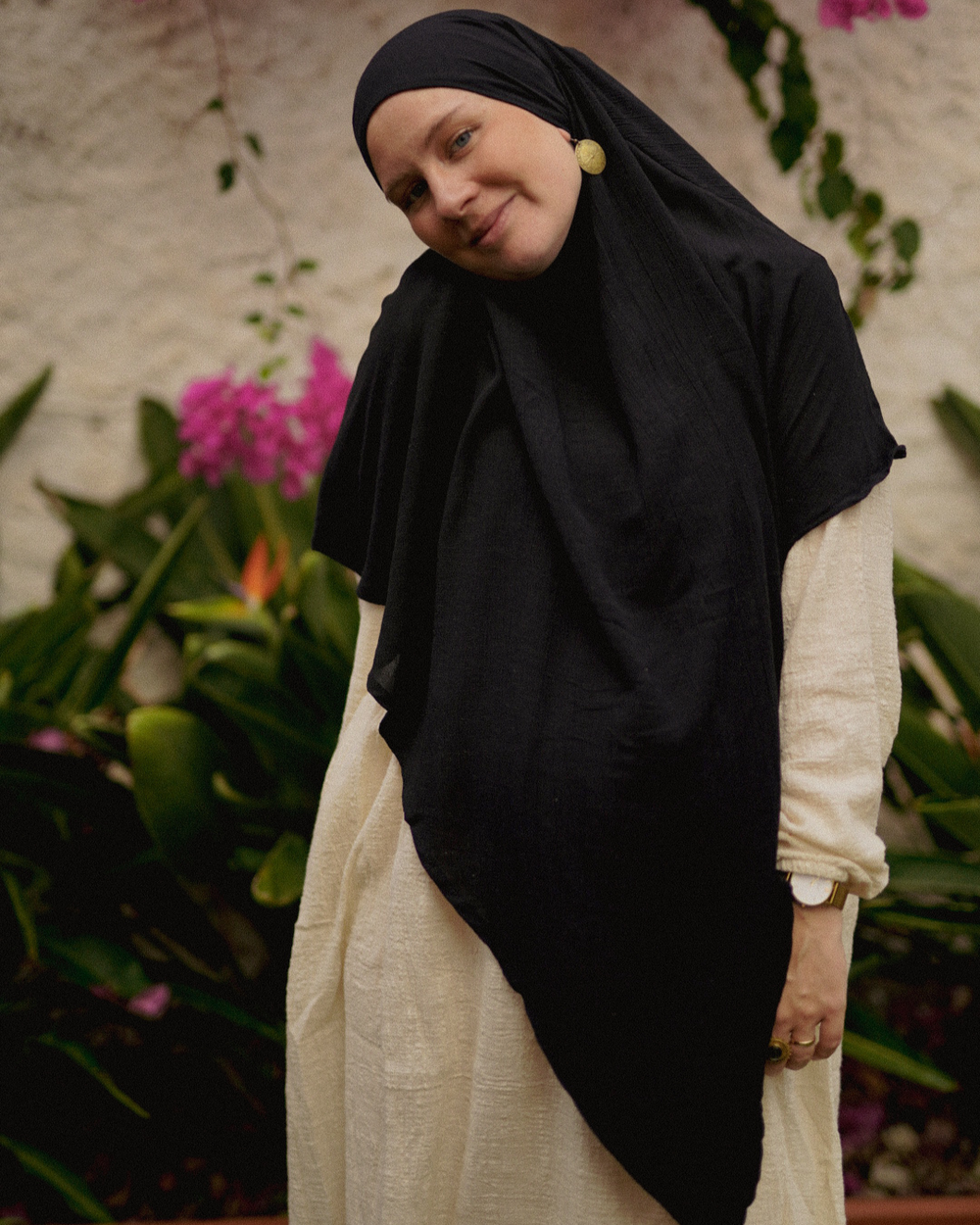 Khimar Sandy aus Viskose und Leinen (Black)
