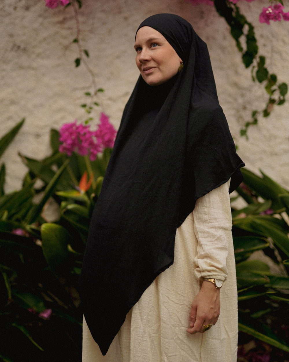 Khimar Sandy aus Viskose und Leinen (Black)