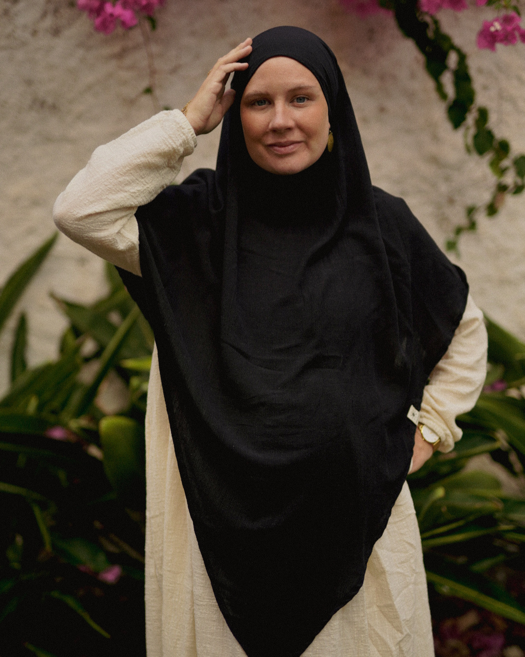 Khimar Sandy aus Viskose und Leinen (Black)