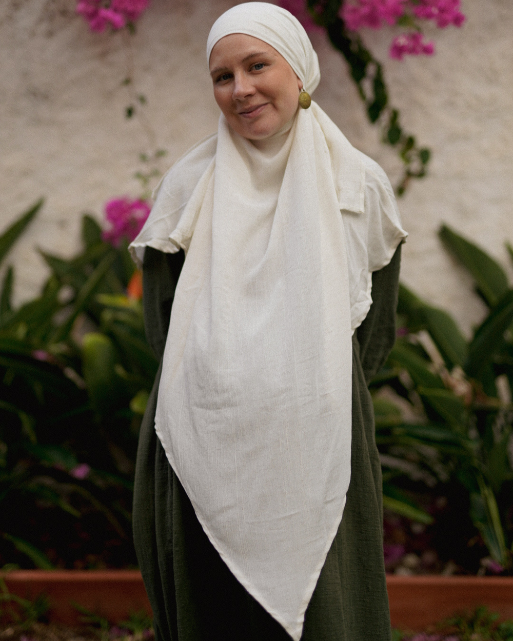 Khimar Sandy aus Viskose und Leinen (Off White)