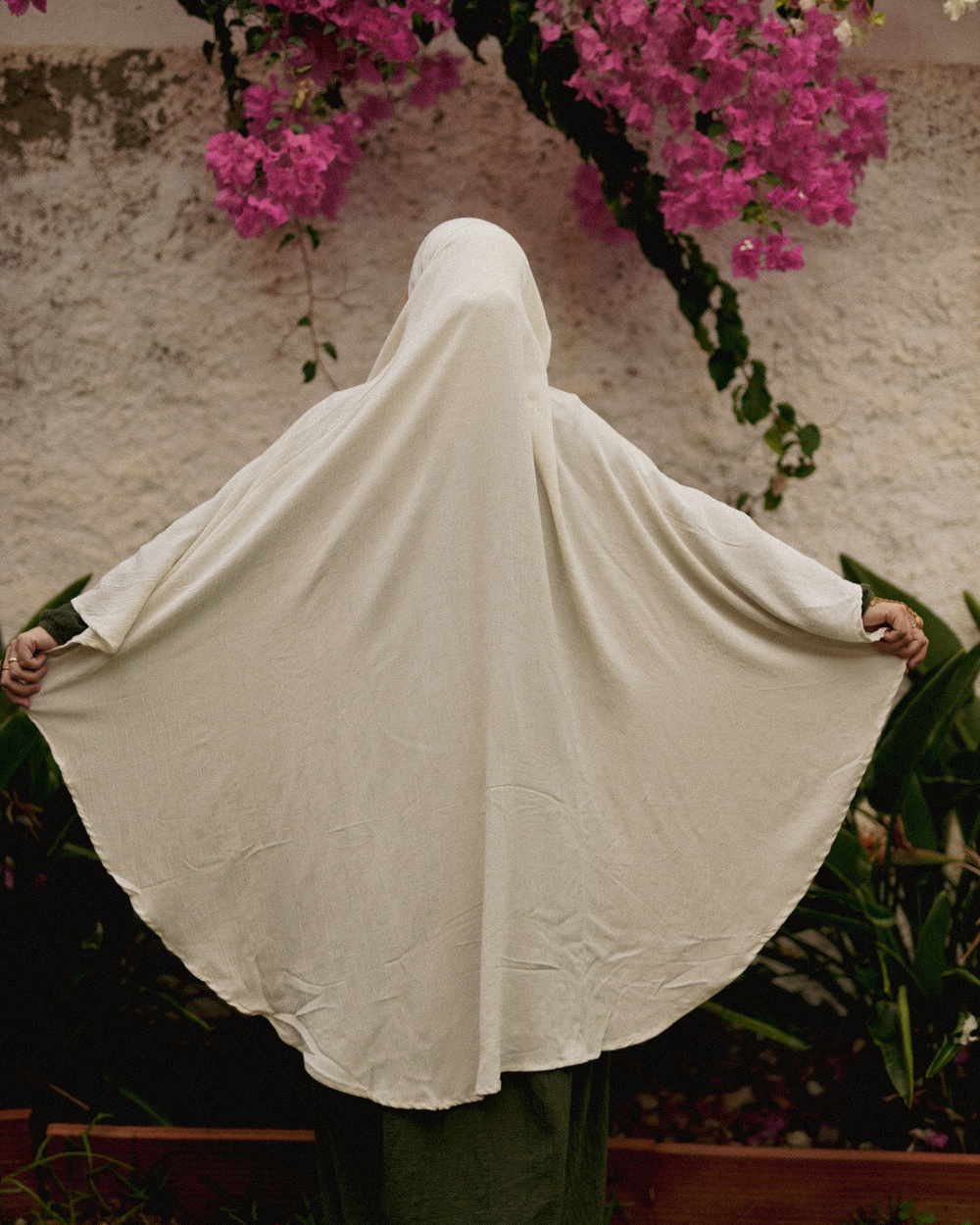 Khimar Sandy aus Viskose und Leinen (Off White)