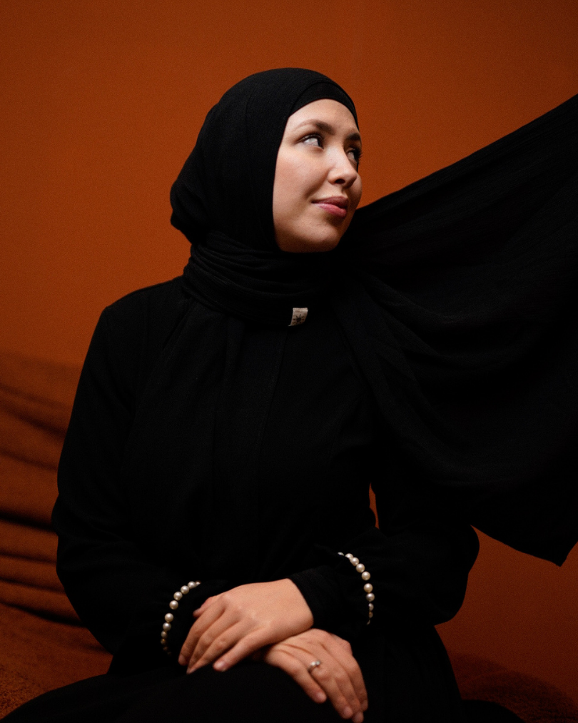 Crinkle Chiffon Hijab aus Viskose und Leinen Black - Sandy