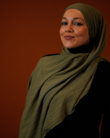 Crinkle Chiffon Hijab aus Viskose und Leinen Forest Green - Sandy
