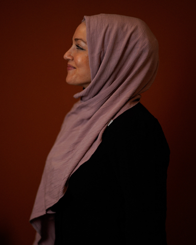 Crinkle chiffon hijab made of viscose and linen Lilac - Sandy