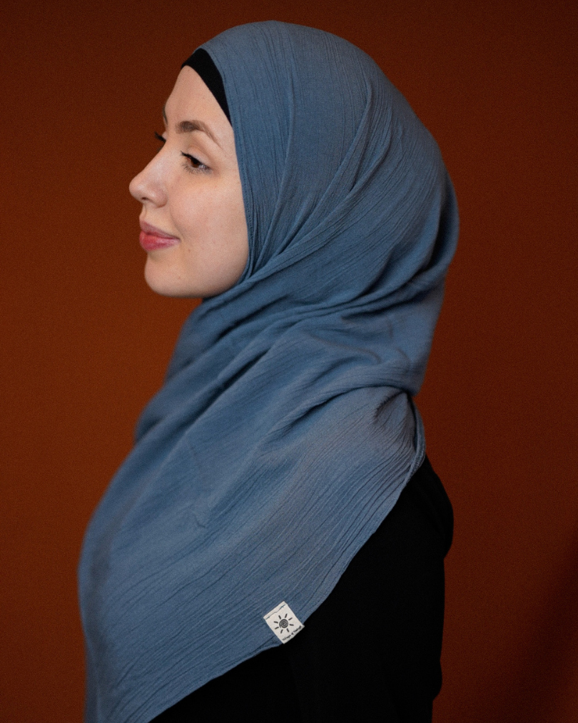 Crinkle Chiffon Hijab aus Viskose und Leinen Oceana - Sandy
