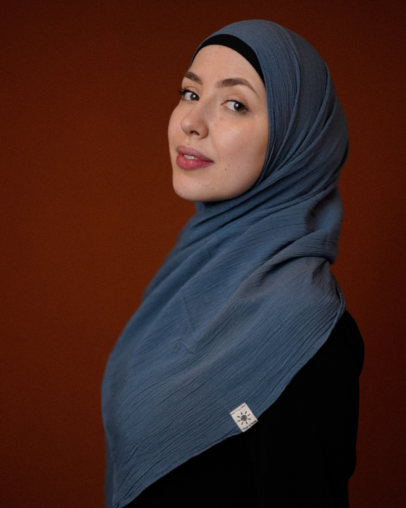 Crinkle Chiffon Hijab aus Viskose und Leinen Oceana - Sandy
