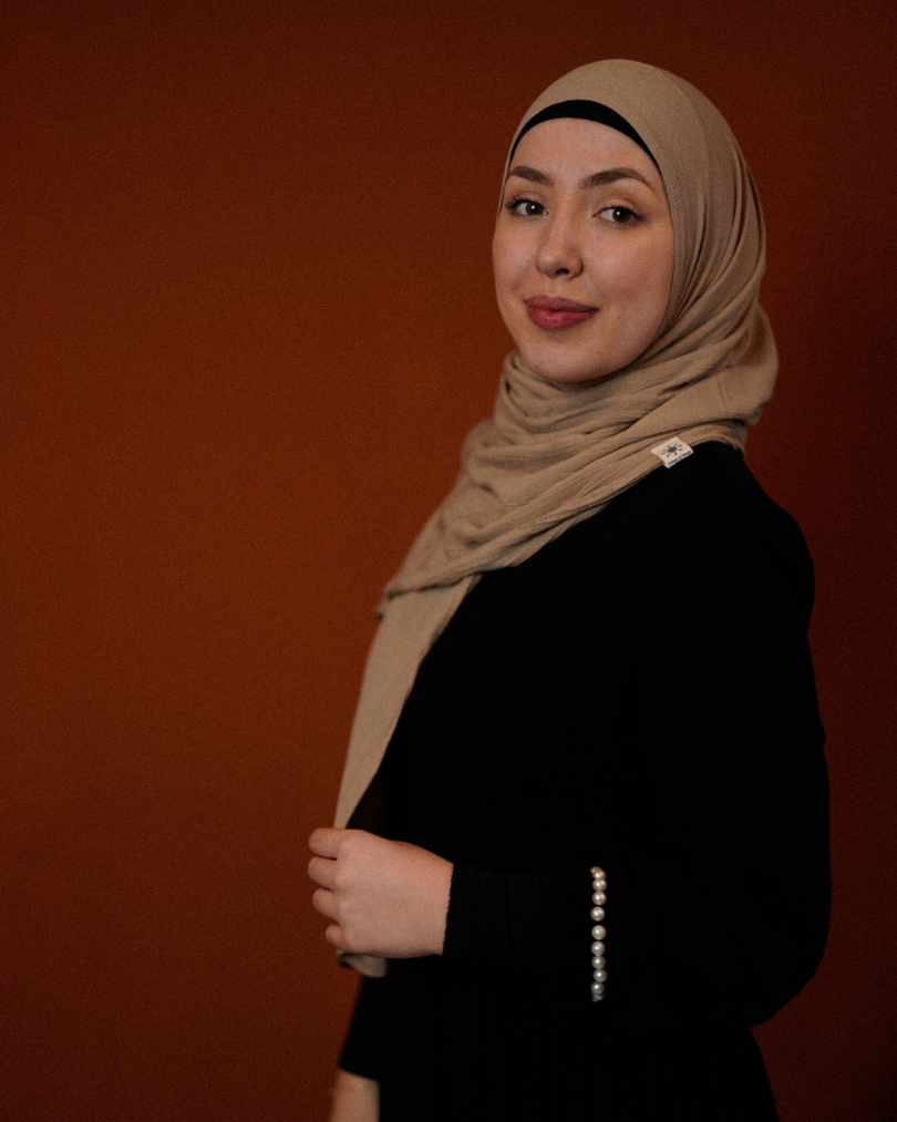 Crinkle Chiffon Hijab aus Viskose und Leinen Sand - Sandy