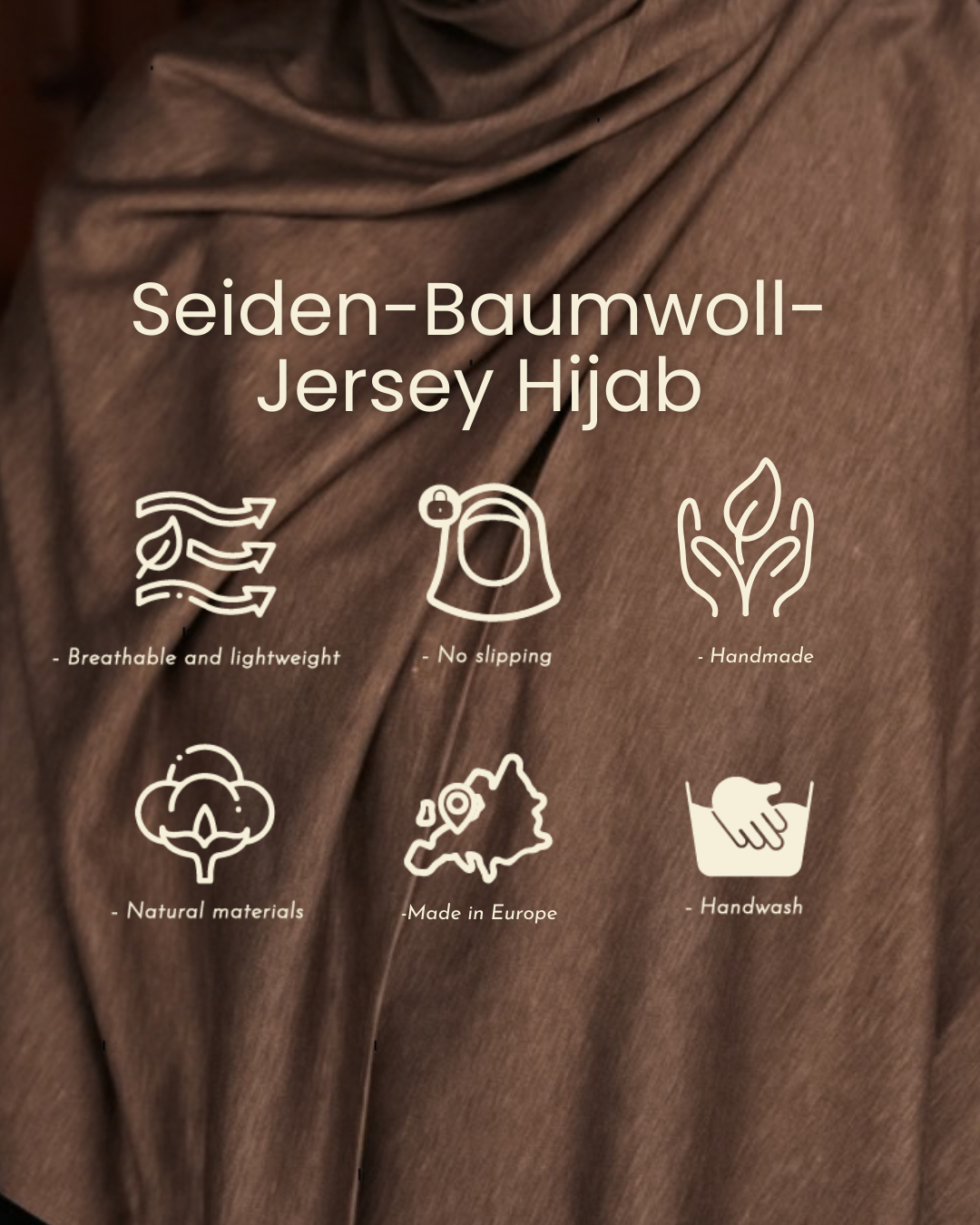 Hijab Premium Jersey « Mariposa » en soie et coton biologique (olive)